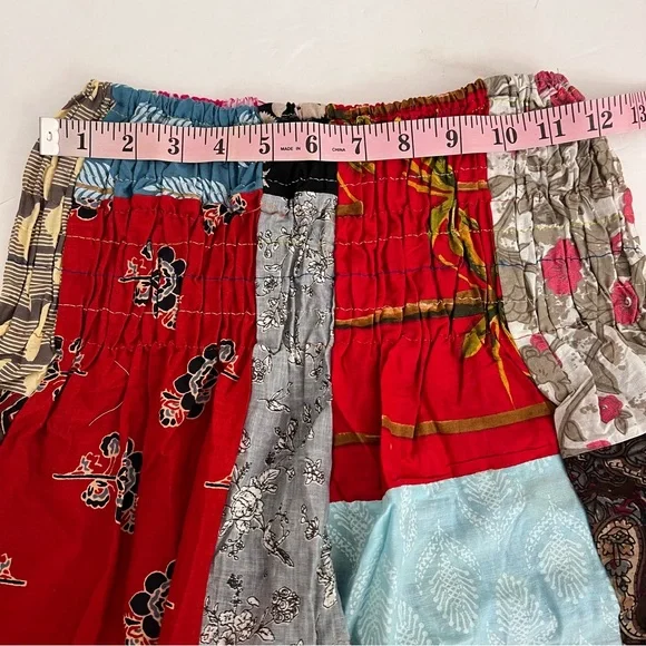 Patchwork Multicolor Joggers Style Pants One Size Boho Hippie Smoked Harem - Picture 7 of 11